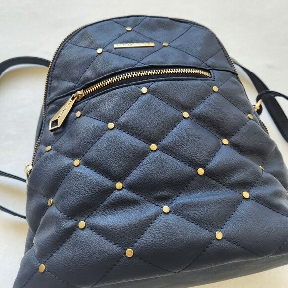 Rampage Navy Quilted Studded Faux Leather Mini Backpack Y2K Retro Cute Glam - Picture 5 of 9